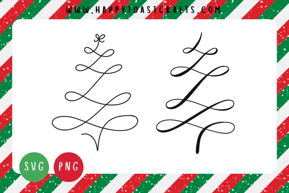 Christmas Tree Line Clipart – Free SVG